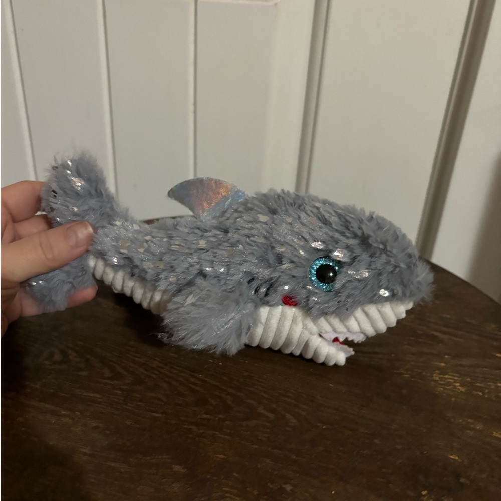 Signature Select Seasons Sparkling Shark plush stuffed animal 8” long x 3” wide